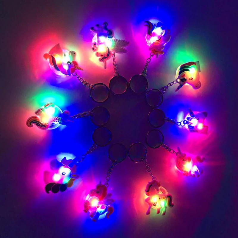 

1 Pc Cute Unicorn PVC Soft Luminous Keychain Holder Bag Luminous Pendant Led Light Toy for Girls Luminous Toy
