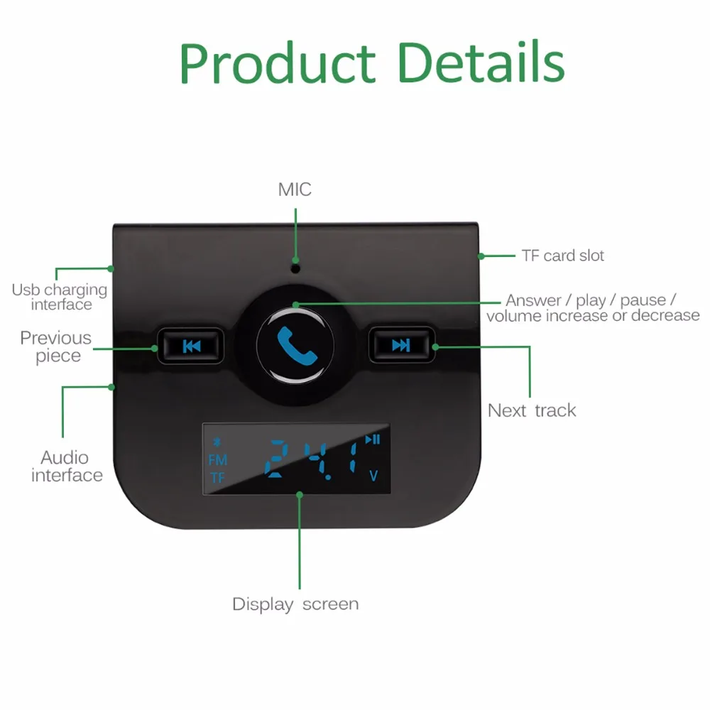 SOONHUA Handsfree Bluetooth 3.1A USB Автомобильное зарядное устройство Поддержка FM передатчик MP3 аудио плеер со светодио дный дисплей для смартфонов планшеты