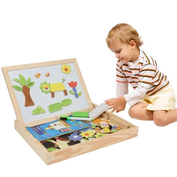 

Wooden Magnetic Puzzle Kids Jigsaw Drawing Board Kids Educational Toys Cartoon Magnetic Puzzles Drawing Board Wood Gift Present