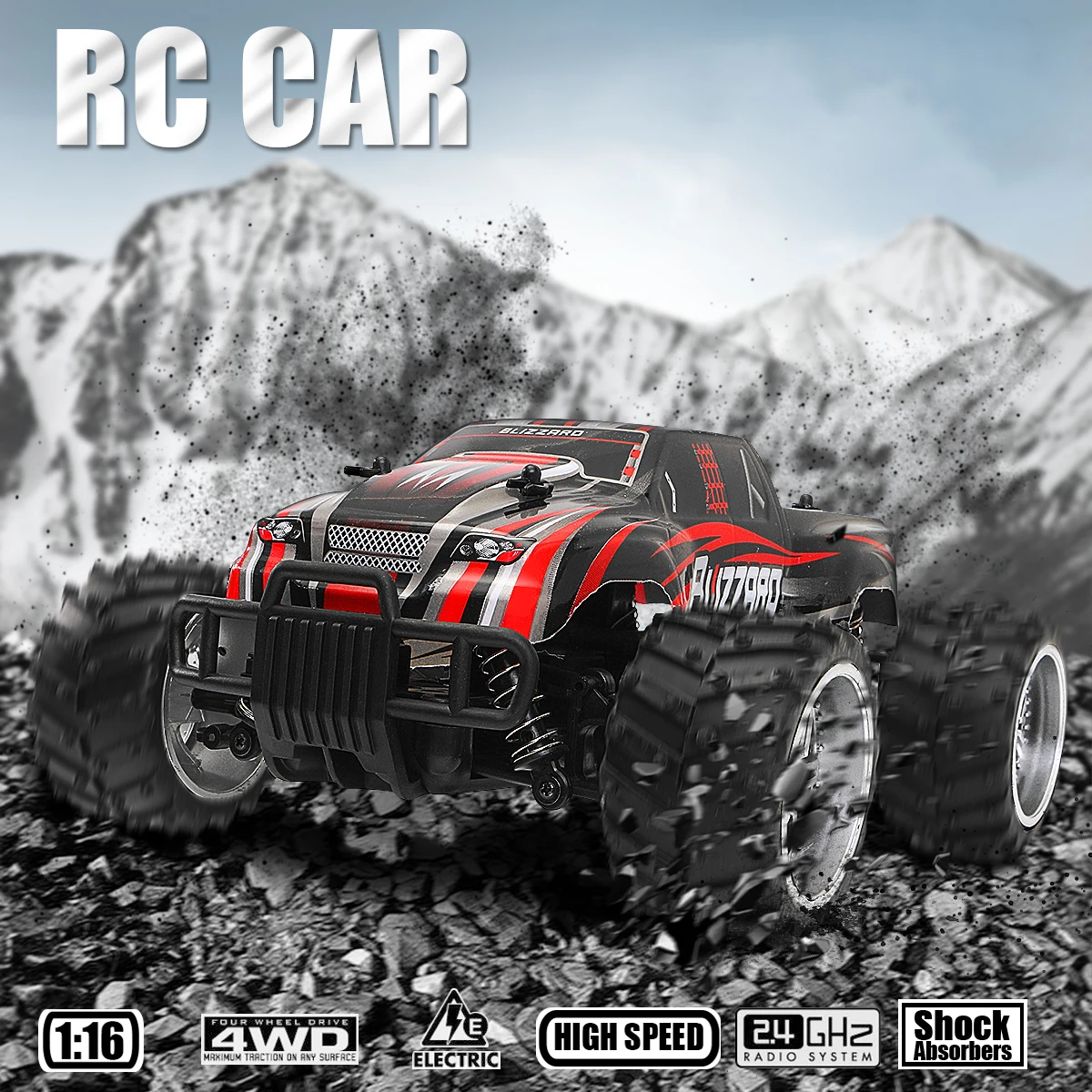 

1/16 Scale 2WD 2.4GHz High Speed Radio Remote Control RC Crawler Racing Buggy Car Off Road Truck RTR Gift Toy for Children Kid