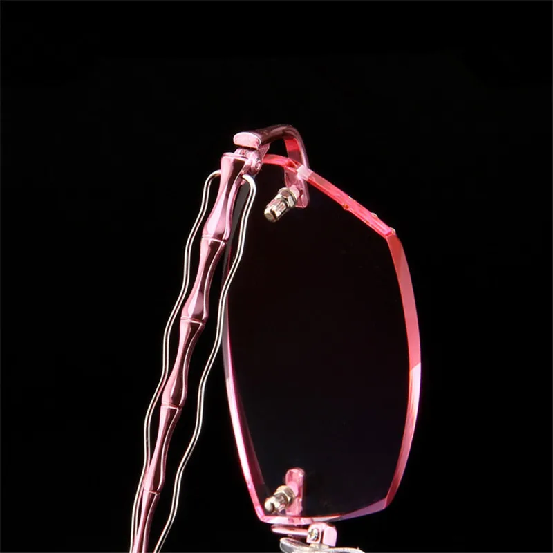 

Eyeglasses Diopter Custom made Female models Optical Frame Including 1.61 Asphereic Tinted Lenses Rimless Glasses 08