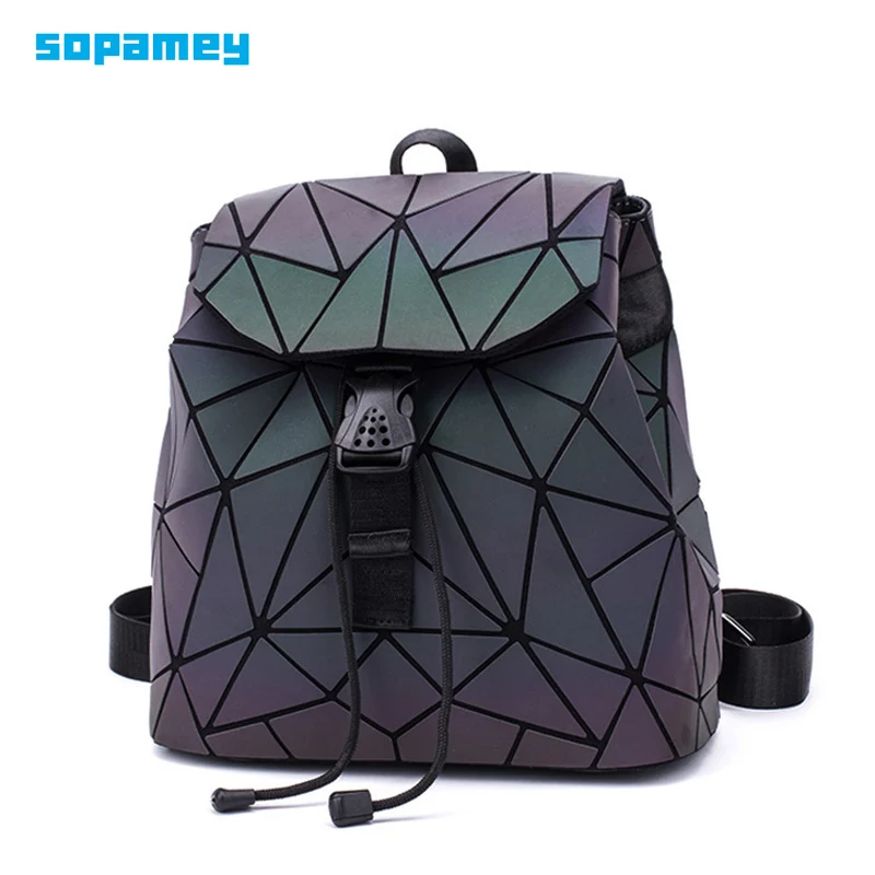 

Foucpoom 2018 New Luminous Backpack Women Travel Bagpack Geometric School Bag For Girl Folding Noctilucent Backpacks Mochila