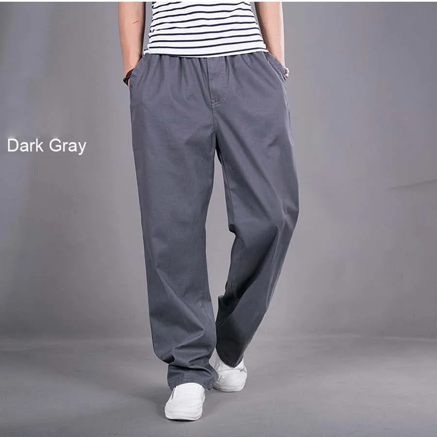 Осень Зима теплые брюки мужские хлопковые Свободные повседневные брюки Брюки карго с карманами прямые широкие Большие размеры M-6XL - Цвет: 828 Gray