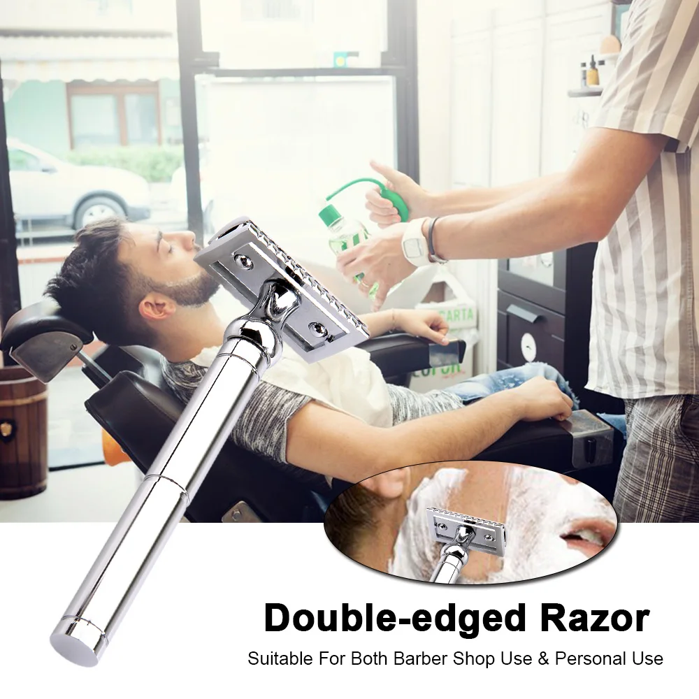 

Double-edged Men Shaving Razor Double-sided Trimmer MaleTraditional Beard Razor Long Handled Razor For Dry & Wet Shaving Tool