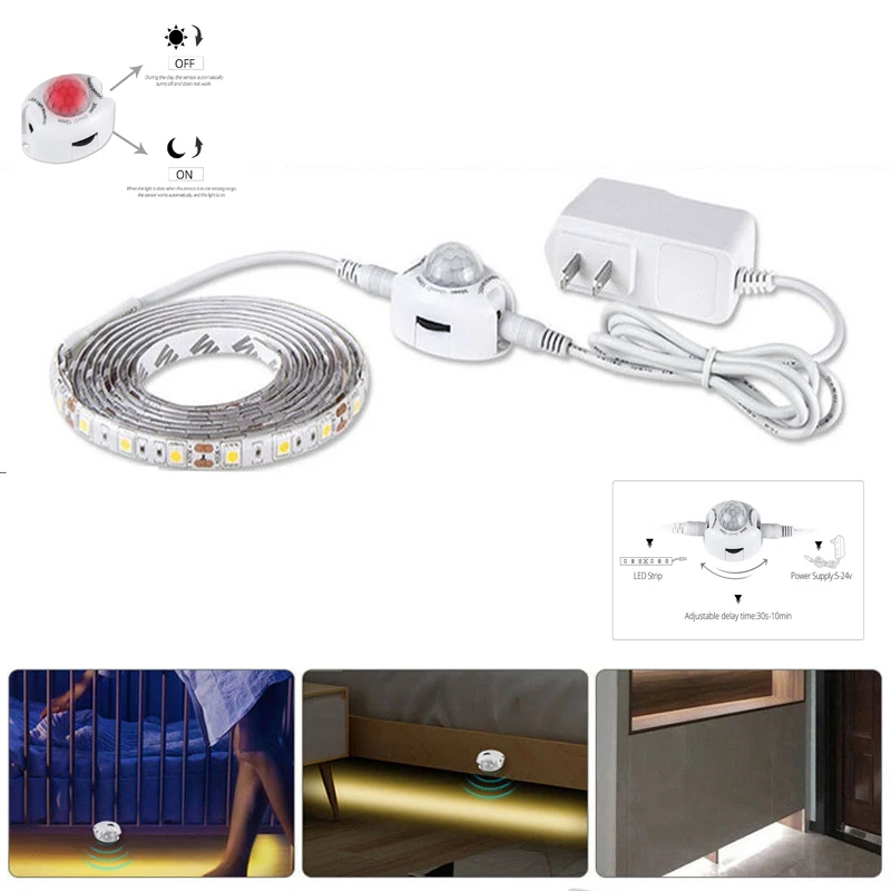 

1-5M LED Cabinet Light Motion Sensor DC12V 2835 SMD LED Strip lamp with 12V 1A 2A 3A Power supply