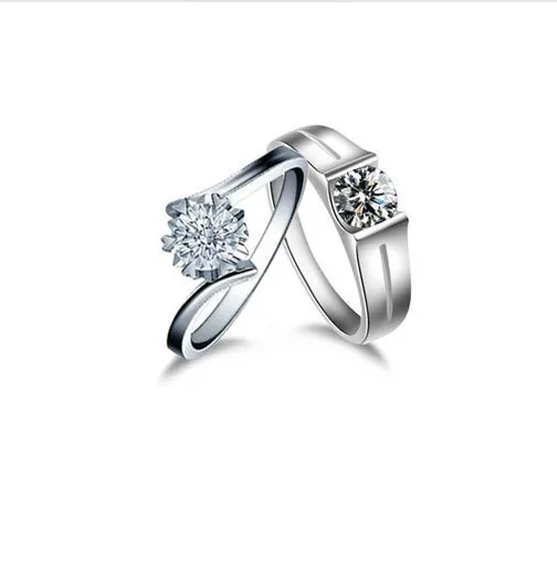 solid sterling silver ring jewelry couple quality synthetic diamonds lovers pair ring forever love promise engagement - Cheap Wedding Rings For Him And Her solid sterling silver ring jewelry couple quality synthetic diamonds lovers pair ring forever love promise engagement - Cheap Wedding Rings For Him And Her