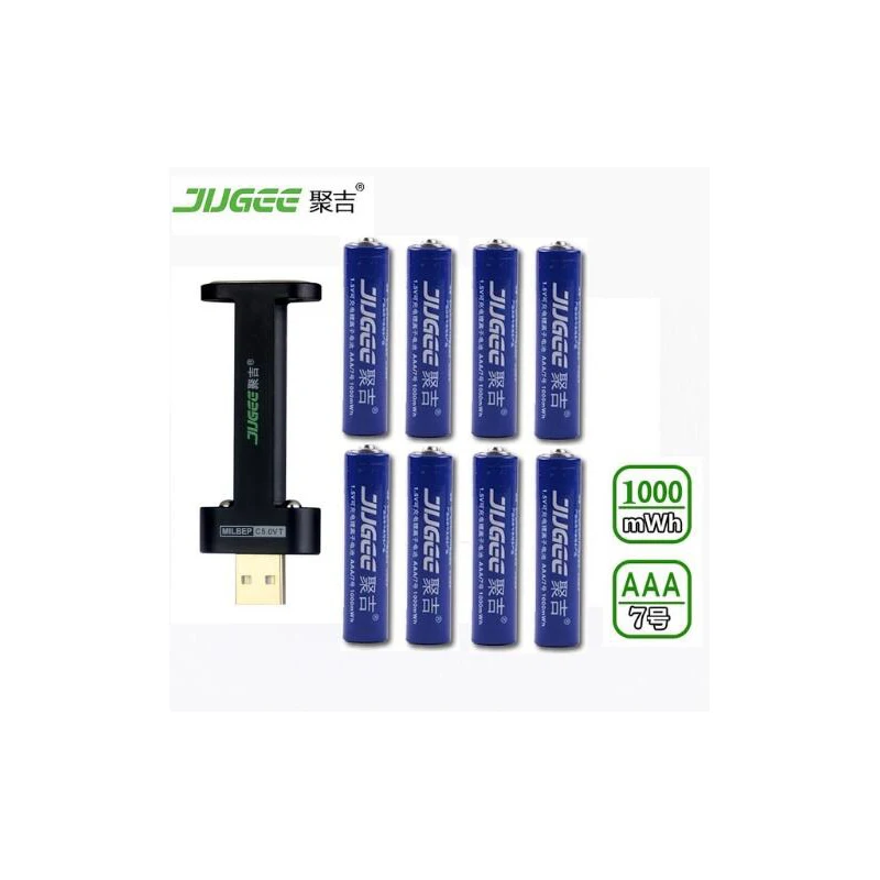 

8pcs*JUGEE 1.5 v AAA lithium 1000mWh rechargeable li-ion Li-polymer Li-Po Wireless mouse Calculator battery +USB conveni charger