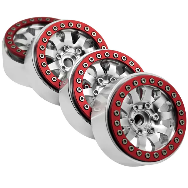 Best Price 4 Pcs 1.9'' Alloy Wheels  Hubs 1.9 Inch Crawler Wheels Rims for 1/10 RC crawler SCX10 RC4WD Red RC Car Truck Accessories