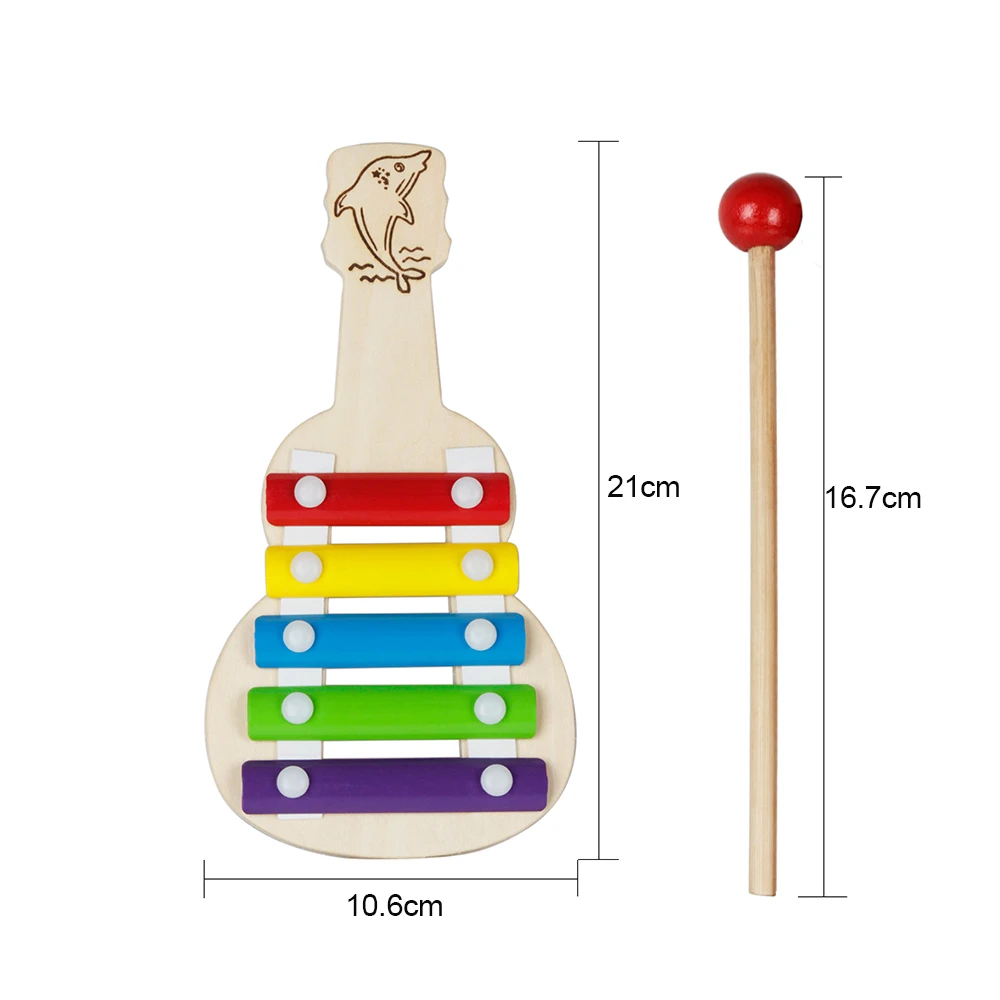 Гитара-формы 5 отмечает Ксилофоны Металлофон с 2 молотки музыкальная игрушка в подарок для детей ударный инструмент