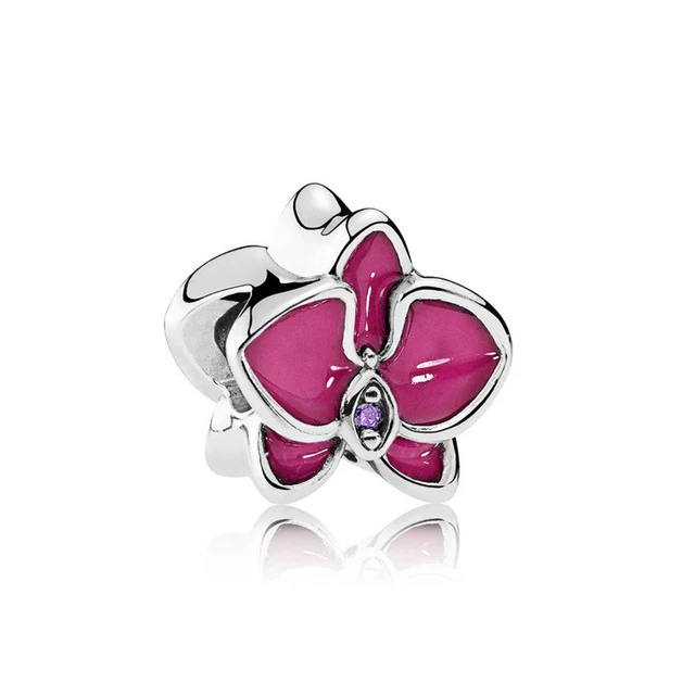 

SIENTO 100% 925 Sterling Silver 1:1 Authentic 792074EN69 Red Orchid Charm Bracelet Original Women Jewelry