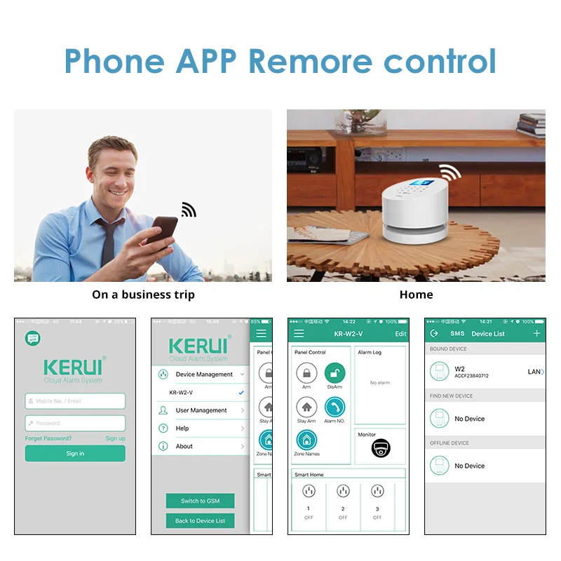 KERUI W2 APP Remote Control Wireless WIFI GSM PSTN Alarm System Smart Home Security Burglar Alarm Flash Strobe Siren Kit