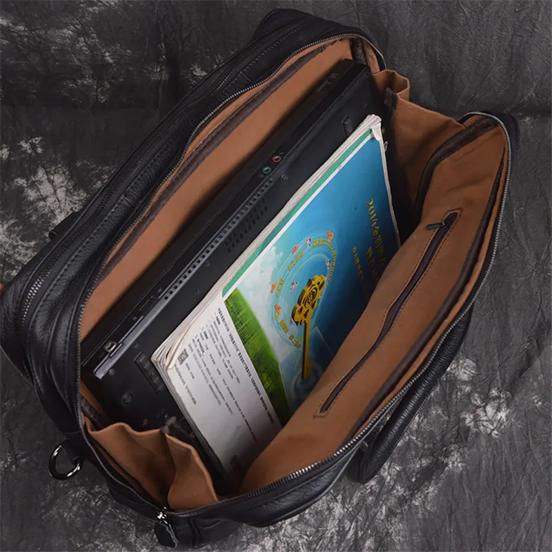 Nesitu черный мужской портфель из натуральной кожи 14 дюймов для ноутбука, сумки-мессенджеры для офиса, портфель на плечо, деловая дорожная сумка M1814
