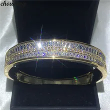 Choucong роскошный браслет багет огранка 5А кубический цирконий желтое золото заполненный свадебный браслет для женщин модные аксессуары