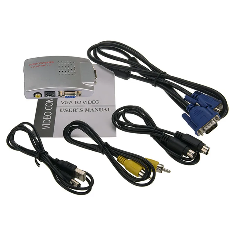 Адаптер для ПК с VGA на AV RCA ТВ монитор S видео преобразователь сигнала адаптер