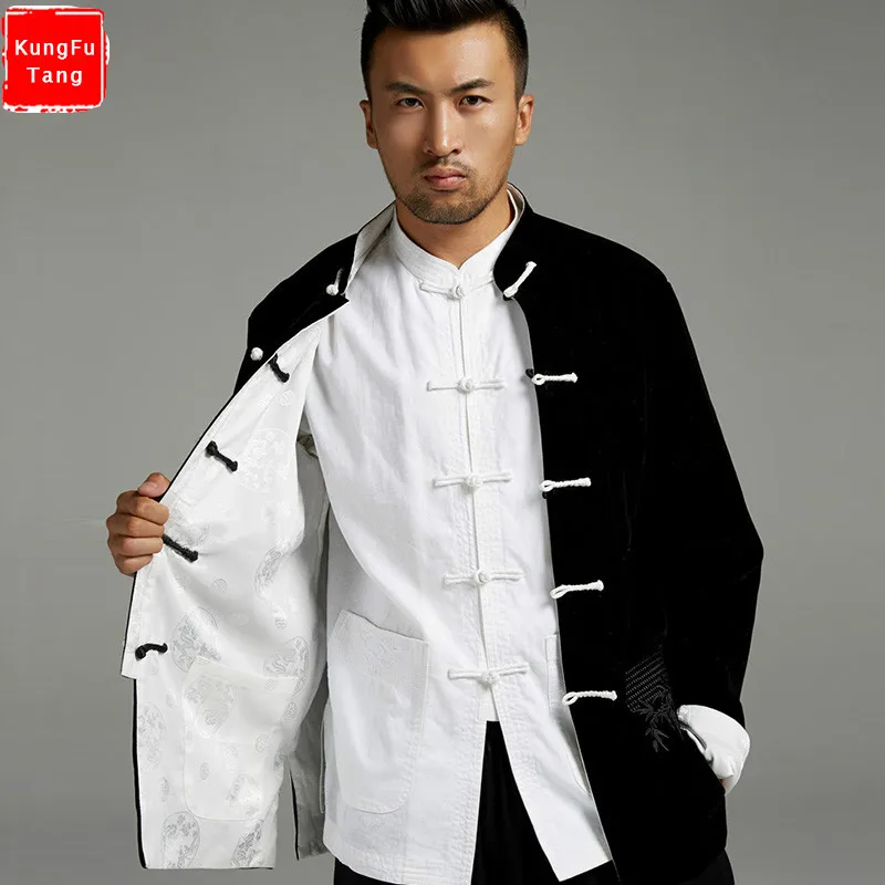 KungFuTang Высокое качество китайский бархат Двусторонняя Куртка Одежда Кунг фу