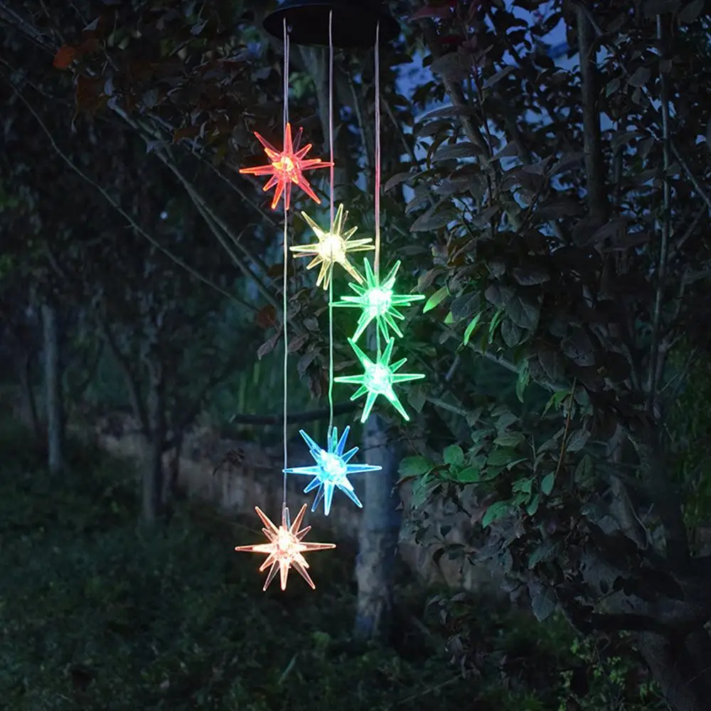 

Free shipping garden decoration LED Solar Powered Sea Urchin Wind Chimes Light Home Garden Hanging Lamp Decor Pendant LS*D