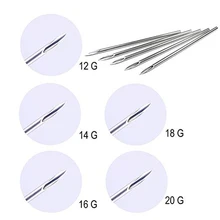 Ушные носовые иглы для пирсинга, иглы для пирсинга, поставка татуировок, ассорти размеров 12 г, 14 г, 16 г, 18 г и 20 г, инструмент для пирсинга тела