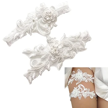 

Wedding Party Decoration Garters Bride Bridal Flower Lace Garter Set 2pcs/set