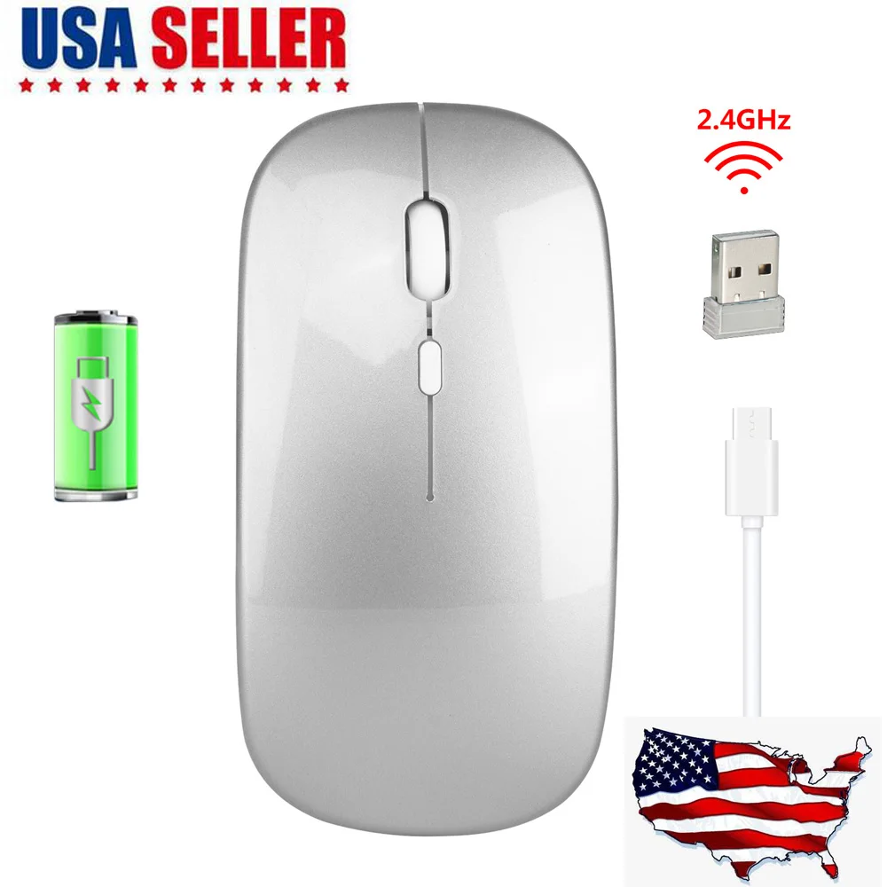 

Quiet Keystroke 2.4G Wireless Thin Mouse Switchable 800-1600 DPI Office Work Game Mice Cordless 500mAh Mouse 5 million times use