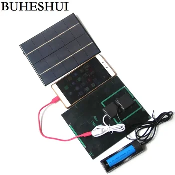 

BUHESHUI 3.5W 5V Solar Panel With DC 3.5MM Base For 18650 Rechargeable Battery+USB Output For Mobile Power Bank New