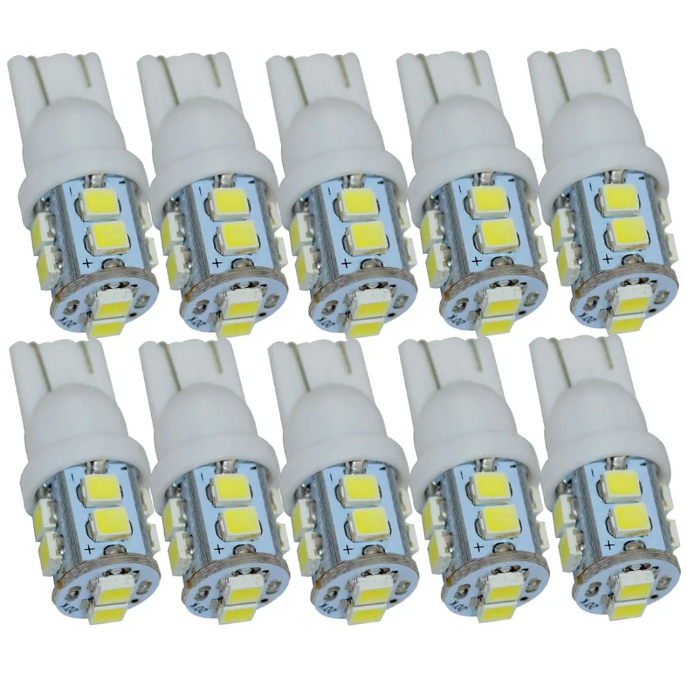 10pcs Car Led Light T10 W5W 168 194 1210 10 SMD LED Bulb Lamp White Color for Car Auto Led Wedge Light Bulbs 12V