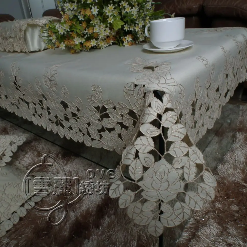 Rustic cloth embroidery dining table cloth coffee table mat cutout