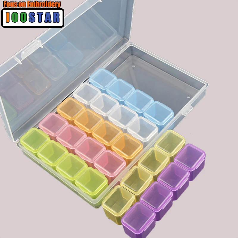 

sale 28Lattices Dismountable Diamond Embroidery 7 color box Accessories diamond painting Boxes Cross Stitch Cases Home Storage