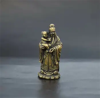 

Collectible Chinese Old Brass God Of Wealth Hug Child Small Mammon Success Statue