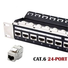 Panneau de brassage modulaire blindé Cat6, 24 ports inclus Prises de Type Keystone blindées Cat6, support 1U de 19