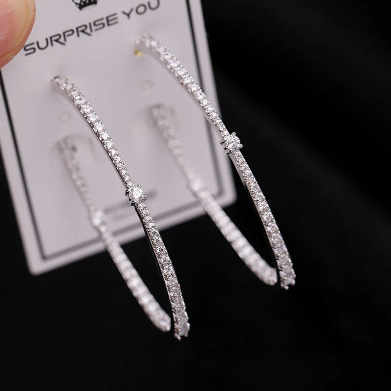 choucong Handmade Hoop earring Pave setting AAAAA zircon 925 Sterling silver Party Wedding Earrings for women jewelry