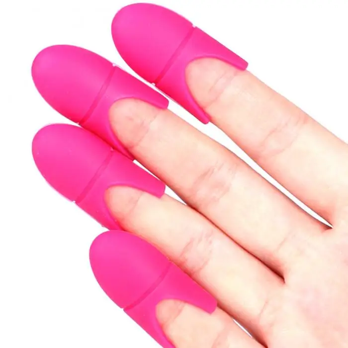 5 Pcs Nail Art Soak Off Cap Clip Elastic Silicone Tips UV Gel Polish Remover Wrap Reuseable Manicure Nails Cleaning Tool MSI-19