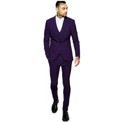 Новый костюм куртка с квадратным подол в фиолетовый человек костюм Индивидуальный заказ смокинги дружки ужин костюмы (куртка + брюки +