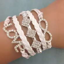 1 шт. бесконечно ручная работа браслет. металл очарование, воск шнур, кожаный браслет, модный драгоценный браслет 3673