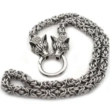 Мужское ожерелье с головой волка, стальное ожерелье с тяжелым волком, скандинавские ювелирные изделия, ожерелье с цепочкой, диаметр 7 мм
