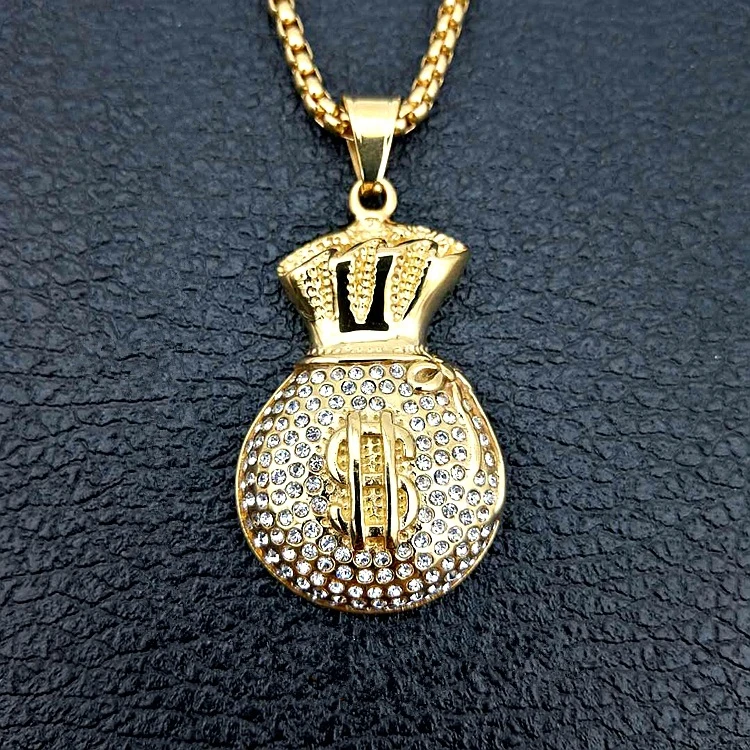 Новые ожерелья HipHop из нержавеющей стали 316L с символикой доллара $ золотые цепочки