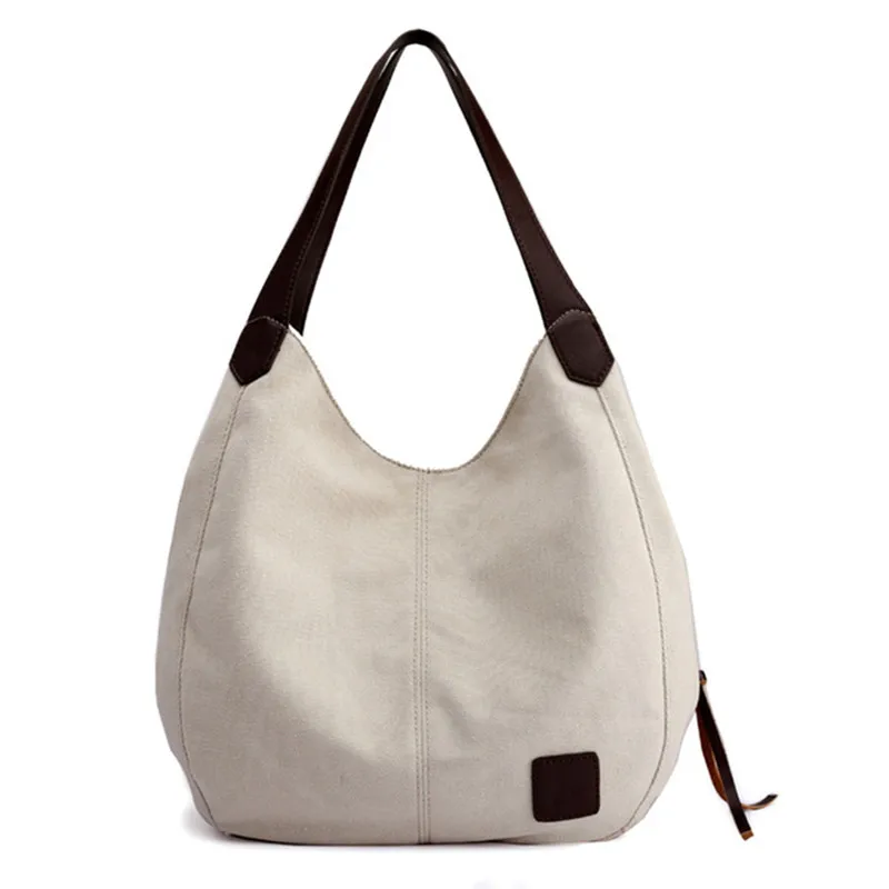 

Casual Leisure Canvas Handbag Vintage Solid Canvas Shoulder Bag Women Ladies Hand Bag Tote Bolsos Mujer Hobos Large Capacity