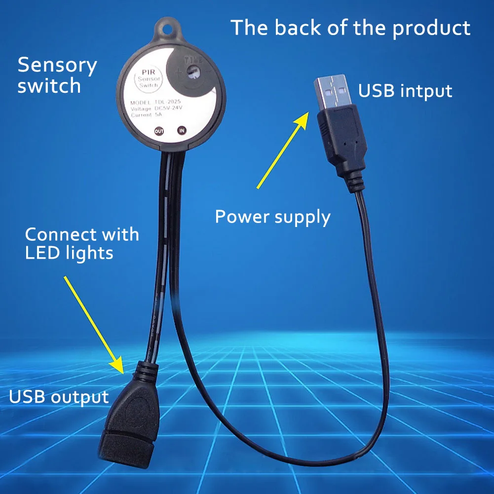 USB/5,5 штепсельной вилкой DC 5 V-24 V Мини светодиодный инфракрасный датчик движения из pir детектор переключатель в коридор шкаф Underbed Сенсор переключатель TDL-2025