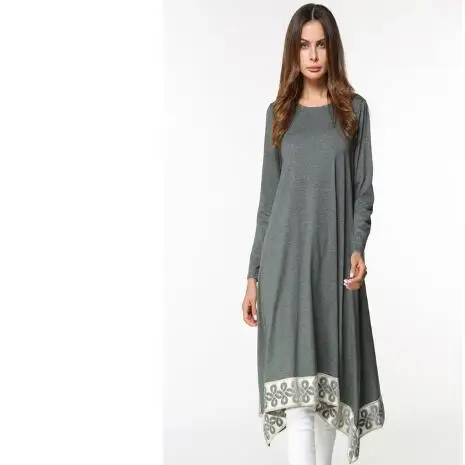 Мусульманская вышивка Abaya платье макси свободный стиль кимоно халаты Jubah Ближний