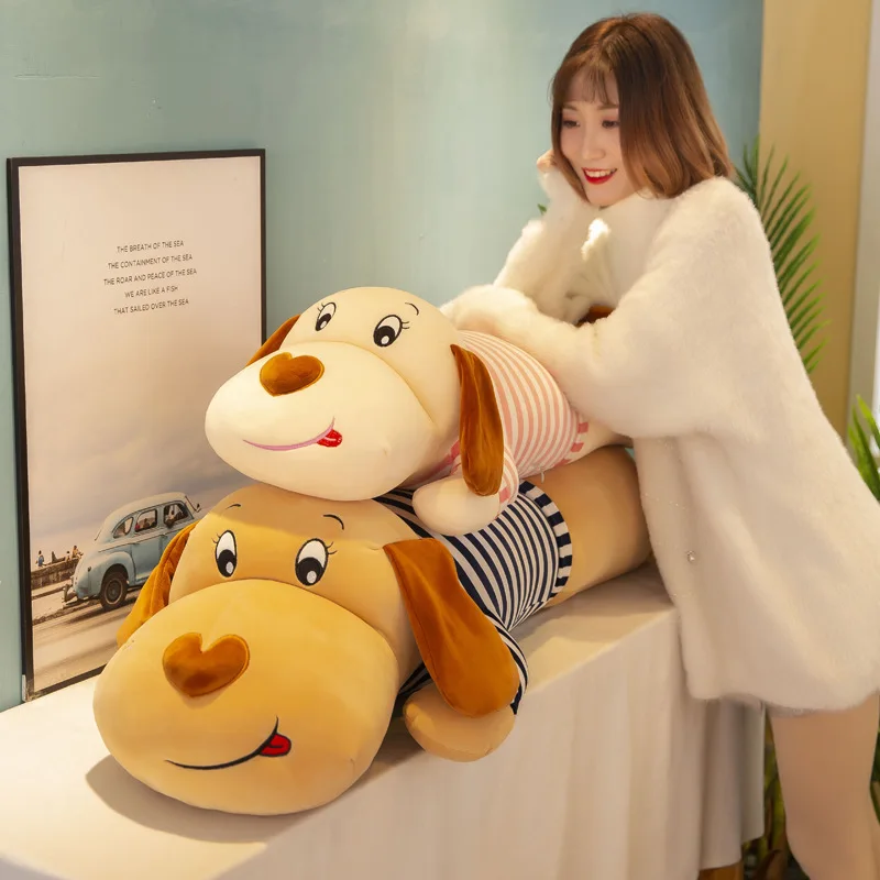 50-130cm New Soft Body Couple Striped Big Dog Doll Stuffed Animal Home Decoration Sofa Pillow Children Girl Holiday Gift Toys