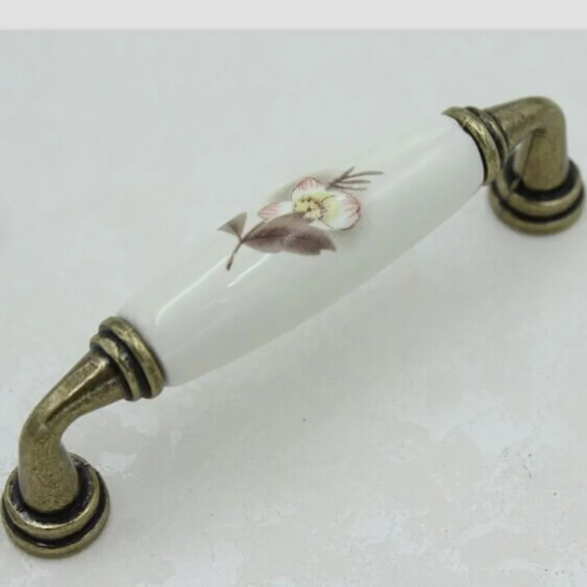 96mm Bronze Kitchen Cabinet Pulls Ceramic Dresser Handle Antique Brass Drawer Cupboard door Handle Pulls 96mm Rustic