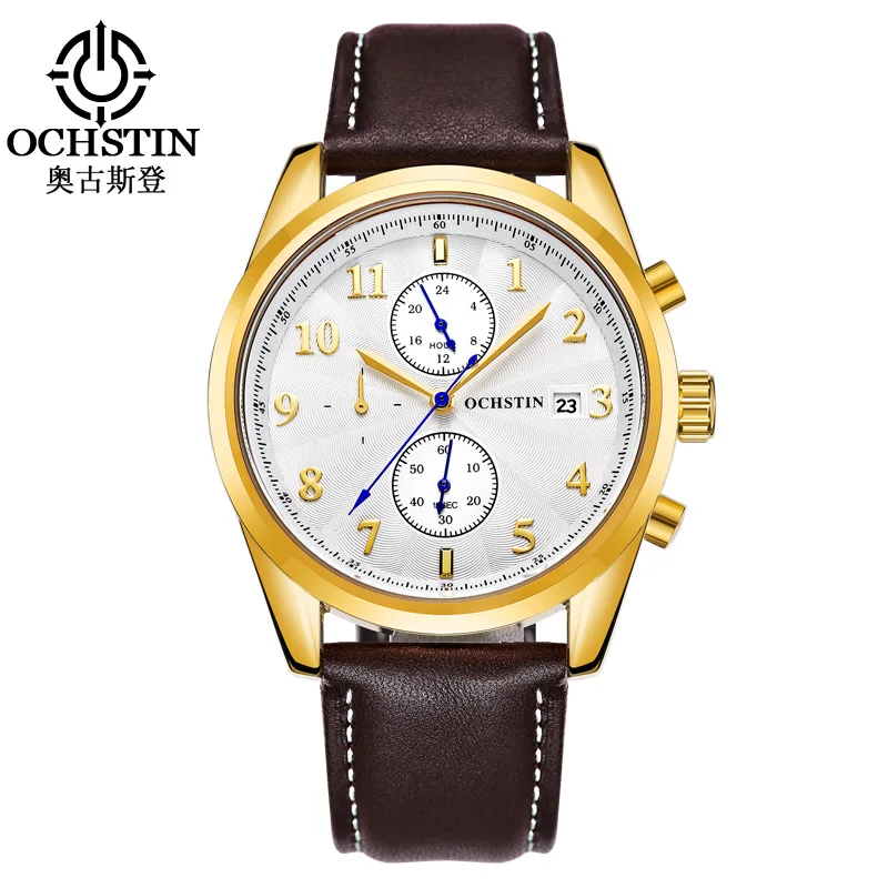 

OCHSTIN Sport Watch Men Luxury Brand Genuine Leather Functional Military Watch For Man Clock Male Quartz Watch Relogio Masculino