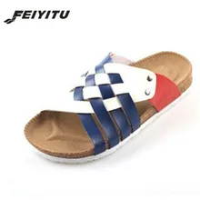 FeiYiTu/летние в римском стиле стильные мужские сандалии обувь на пробковой подошве Летняя мужская обувь пляжные шлепанцы пляжные мужские вьетнамки; размеры 39-45