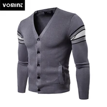 Vomint новые мужские кардиганы, вязаный Повседневный Кардиган, свитера с v-образным вырезом, осенняя одежда, дизайнерские модные свитера в белую полоску