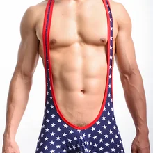 Модный американский флаг, мужские сексуальные Стрейчевые хлопковые подтяжки, боксеры, нижнее белье для геев, соединенные шорты, штаны