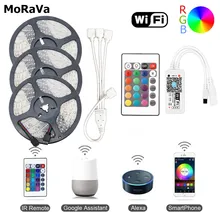 5 м 10 м WiFi RGB светодиодный Диодная лента SMD 2835 12 В водонепроницаемый Светодиодный светильник полоса 300 светодиодный s Гибкая веревочная лампа+ WiFi светодиодный контроллер без питания