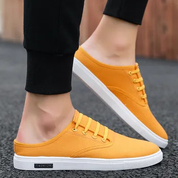 

Men's Low Top Lace Up Sneakers Summer Breathable Canvas Shoes Driver Leisure Flat Casual Shoes