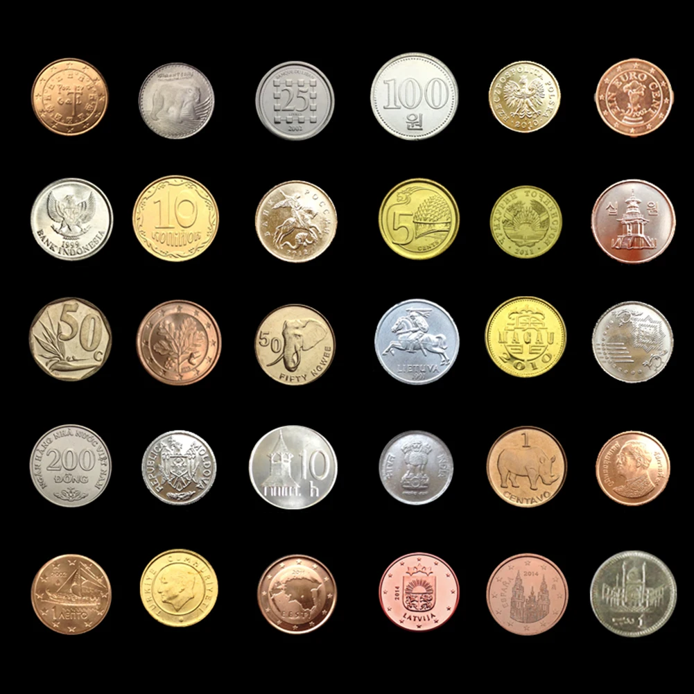 30 Copy Coins Collection Set From World 30 Countries Size 15-25mm Asia Africa America Europe Free Shipping BTC108