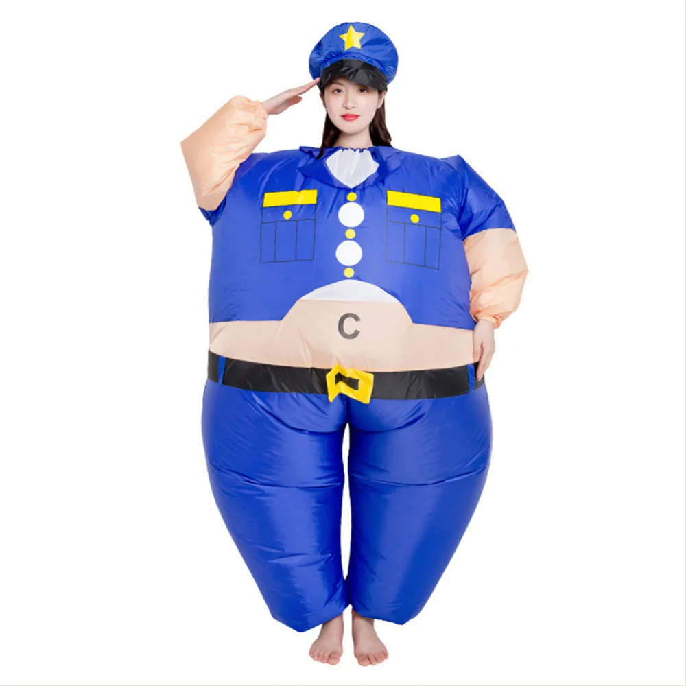 

Inflatable Costume Funny Adult Women Fat Police Blue Inflatable Costume Halloween Party Costume