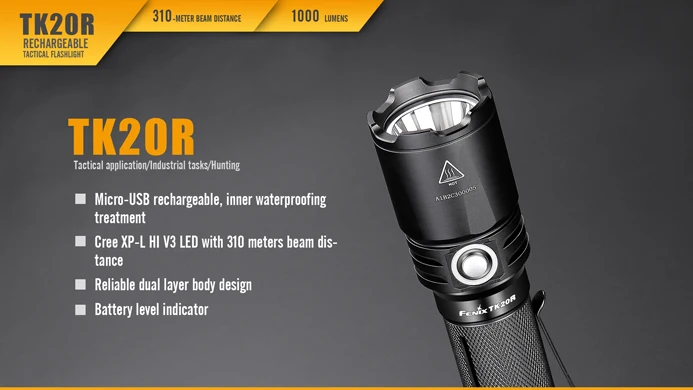 Новый перезаряжаемый фонарик Fenix TK20R с микро USB 1000 люмен аккумулятор 18650|flashlight