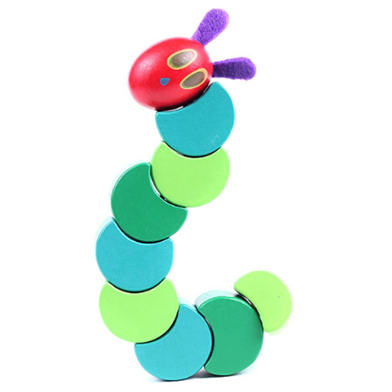 Details about   Twist The Very Hungry  Toy Wooden Blocks for Baby Fingers Flexible 